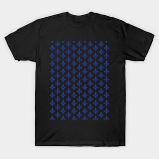 Lily Flower Pattern | Fleur de Lys du Québec | Blue and Black T-Shirt